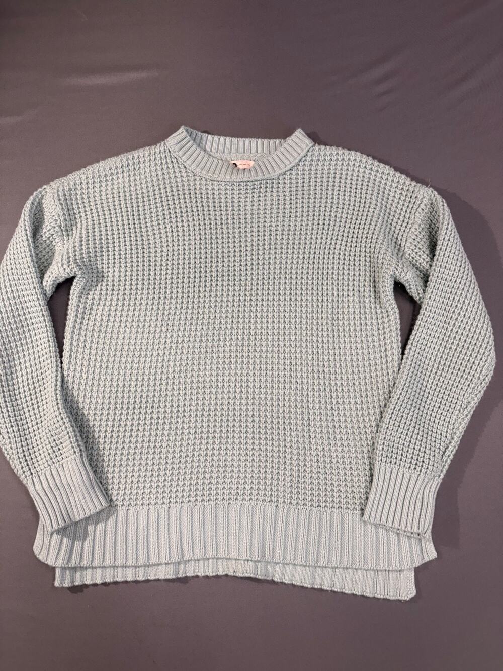 SO sweater womens size small pull over long sleeve crew neck light blue teal